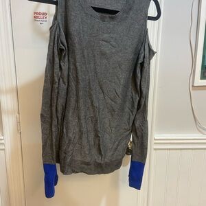 Bailey 44 Gray and Blue Cold Shoulder Sweatshirt